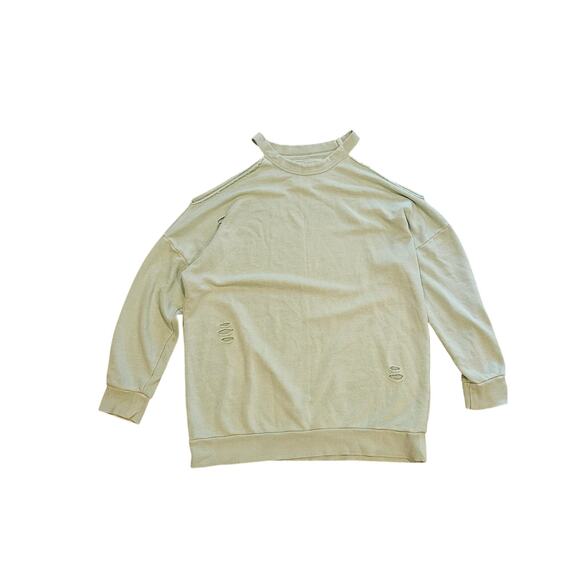 Cotton On cold shoulder Distressed sweatshirt mint green womens medium - Picture 1 of 6